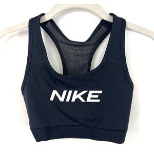 Nike Womens Swoosh Band HBR Sports Bra Size Small Black Mesh